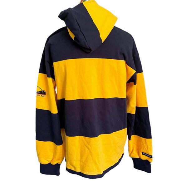 Barbarian Yellow / Blue Striped Hooded Rugby Jersey - XS, unisex fits oversized! - Picture 10 of 13